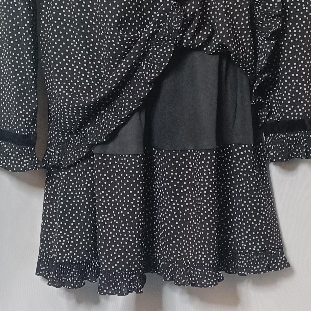 Lulus Women's Black and White Polka-dot Long Sleeve Mini Dress. Size L - Picture 7 of 14